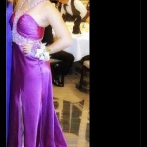 Open back purple dress